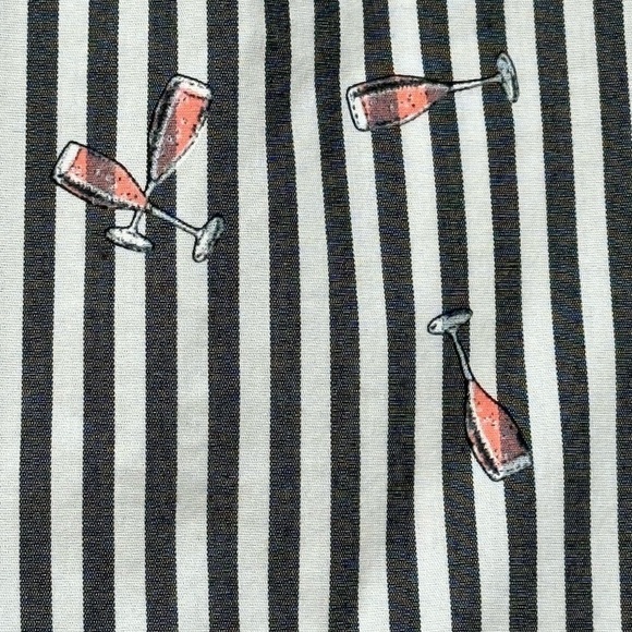 Champagne Flute Striped Button Down Quinn Boy Fit Wedding Shower Celebration - Picture 3 of 13